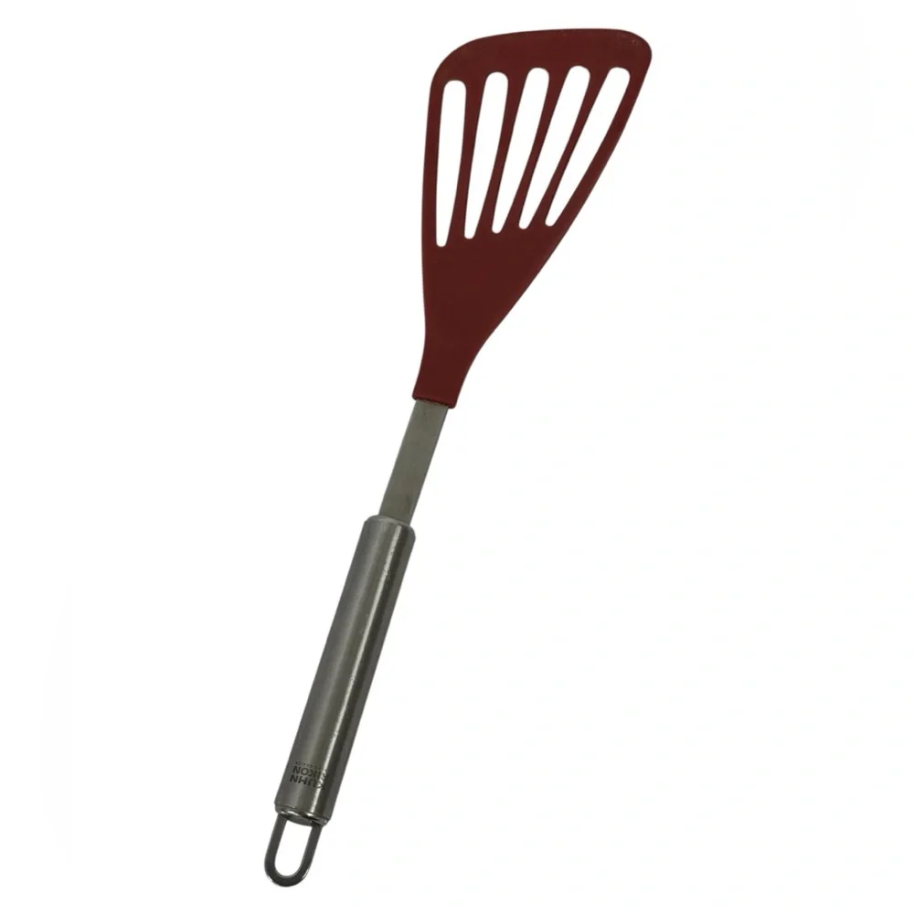 Kuhn Rikon Slotted Angle Turner Fish Flipper Spatula Swiss Made Stainless Red